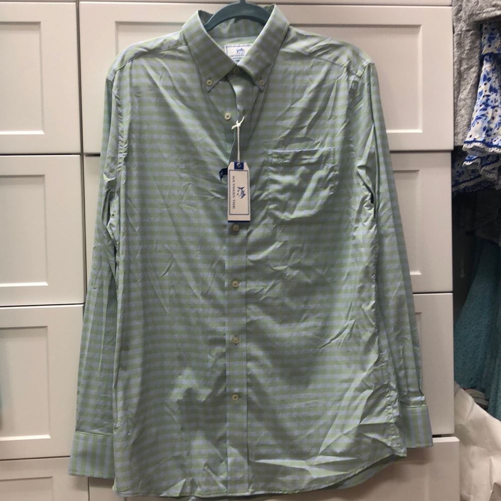 Green & blue southern tide button down